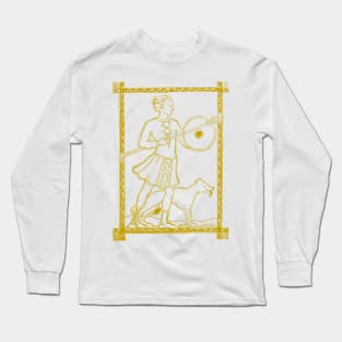 celtic hero Cú Chulainn and his Hound in gold Long Sleeve T-Shirt